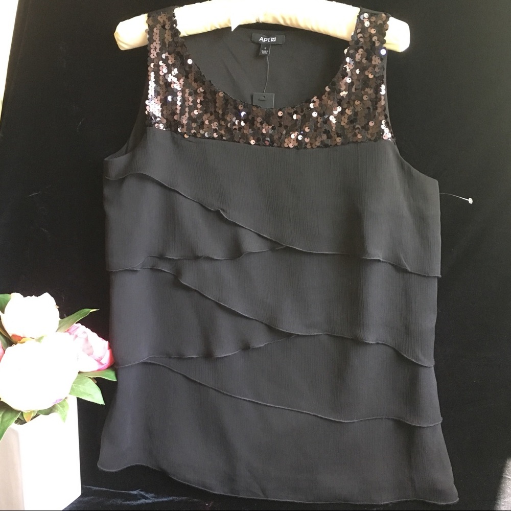 NWT Apt. 9 “Black Tie” Sequin Tank Top - Sz S
